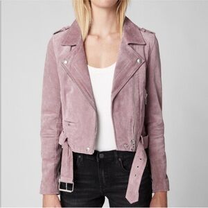 Lilac Genuine Suede Jacket